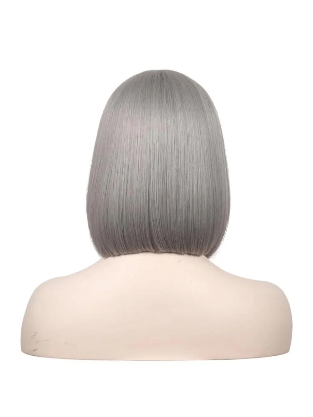 Women's Silver Grey 12 Inch Straight Bob Wig Synthetic Cosplay Costume Hair